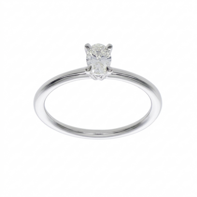 Anillo Solitario Oro Blanco 18K con Diamante Oval 0,31 ct | AN-14528