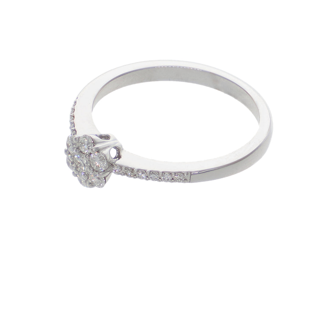 Anillo Oro Blanco 18K con Diamantes 0,32 ct | Roseta de Diamantes | AN-14530