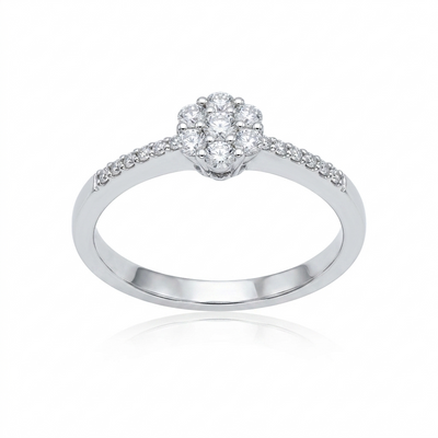 Anillo Oro Blanco 18K con Diamantes 0,32 ct | Roseta de Diamantes | AN-14530