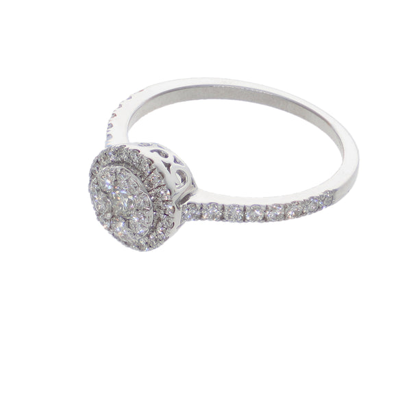 Anillo Halo Oro Blanco 18K con Diamantes 0,62 ct | AN-14531