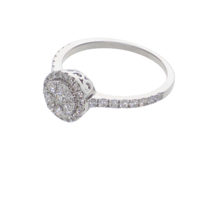 Anillo Halo Oro Blanco 18K con Diamantes 0,62 ct | AN-14531