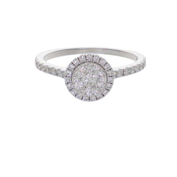 Anillo Halo Oro Blanco 18K con Diamantes 0,62 ct | AN-14531