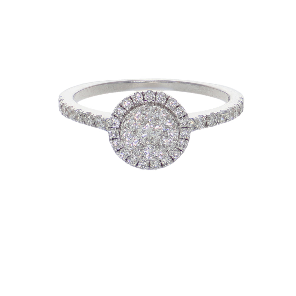 Anillo Halo Oro Blanco 18K con Diamantes 0,62 ct | AN-14531