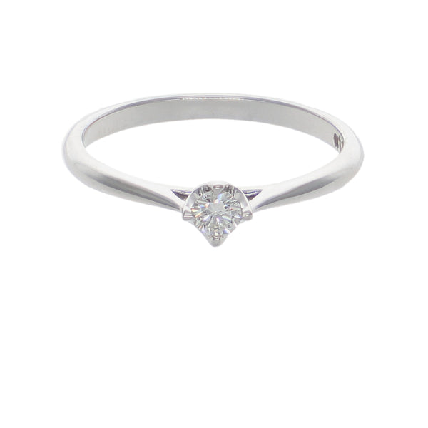 Anillo Solitario Oro Blanco 18K con Diamante 0,10 ct | AN-14532