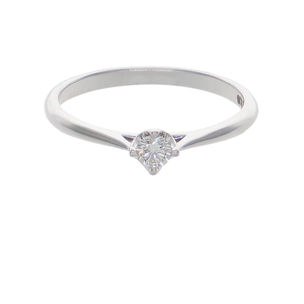 Anillo Solitario Oro Blanco 18K con Diamante 0,10 ct | AN-14532