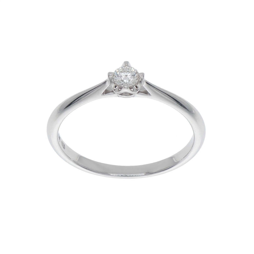 Anillo Solitario Oro Blanco 18K con Diamante 0,10 ct | AN-14532