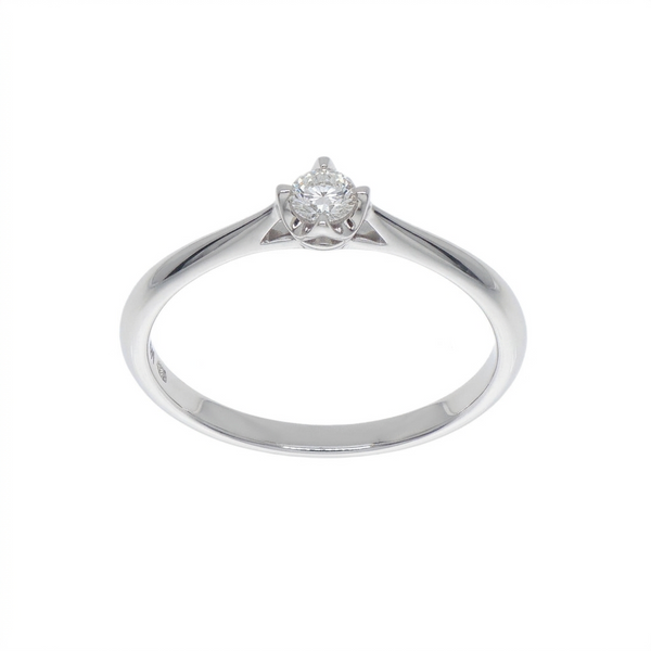 Anillo Solitario Oro Blanco 18K con Diamante 0,10 ct | AN-14532