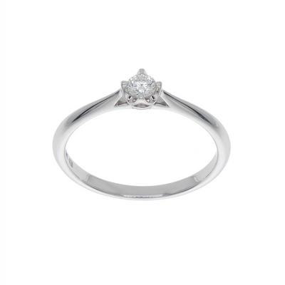 Anillo Solitario Oro Blanco 18K con Diamante 0,10 ct | AN-14532