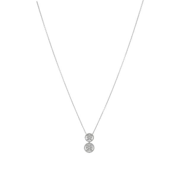 Collar Oro Blanco 18K Doble Halo con Diamantes 0,37 ct | CO-14533