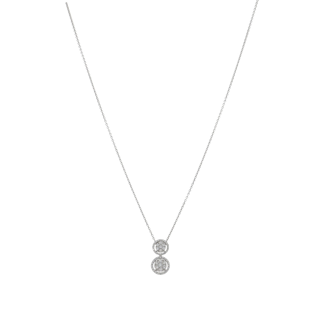 Collar Oro Blanco 18K Doble Halo con Diamantes 0,37 ct | CO-14533