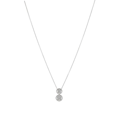 Collar Oro Blanco 18K Doble Halo con Diamantes 0,37 ct | CO-14533
