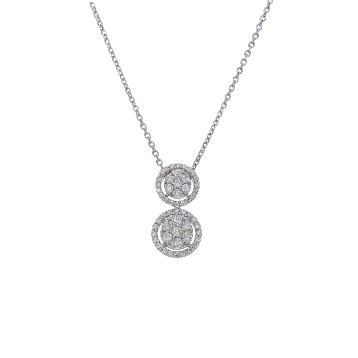 Collar Oro Blanco 18K Doble Halo con Diamantes 0,37 ct | CO-14533