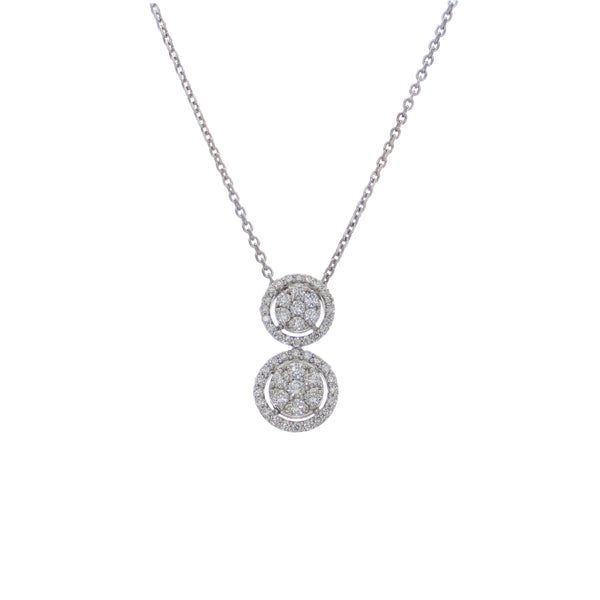 Collar Oro Blanco 18K Doble Halo con Diamantes 0,37 ct | CO-14533