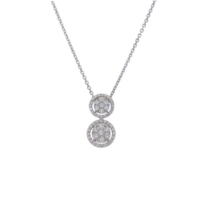 Collar Oro Blanco 18K Doble Halo con Diamantes 0,37 ct | CO-14533