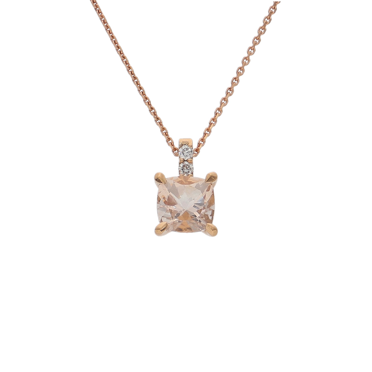 Collar Oro Rosa 18K con Morganita y Diamantes | CO-14535
