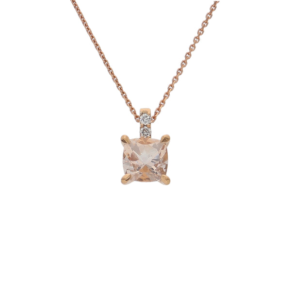 Collar Oro Rosa 18K con Morganita y Diamantes | CO-14535