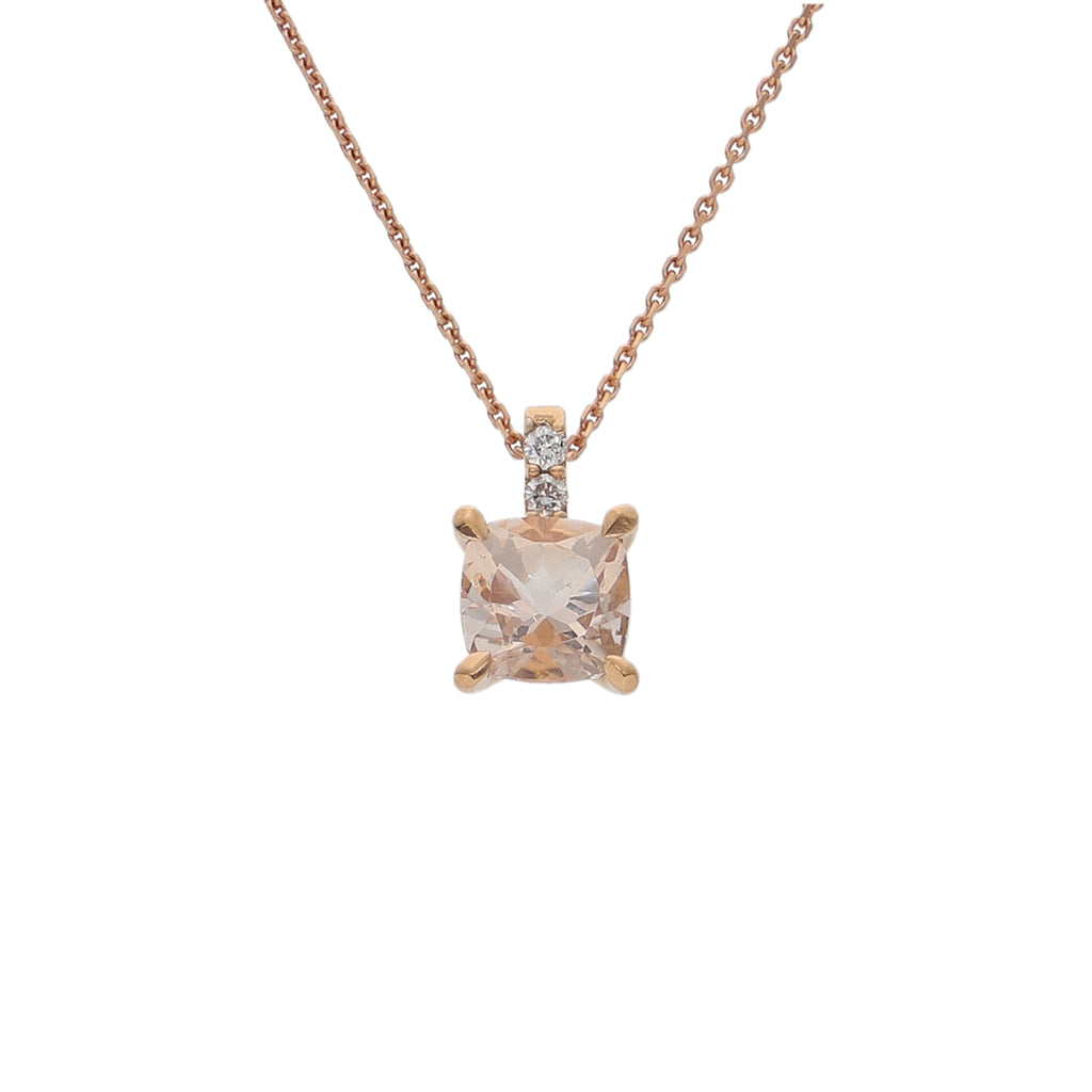 Collar Oro Rosa 18K con Morganita y Diamantes | CO-14535