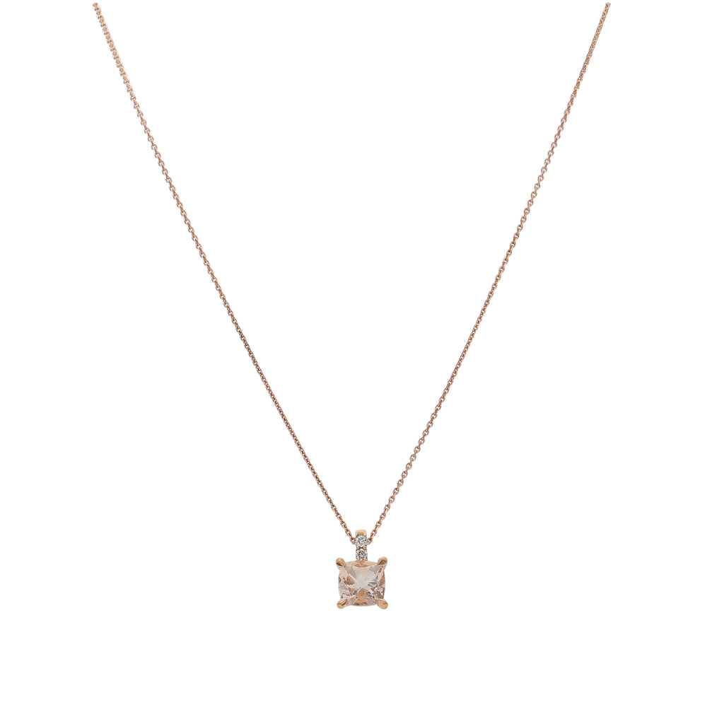 Collar Oro Rosa 18K con Morganita y Diamantes | CO-14535