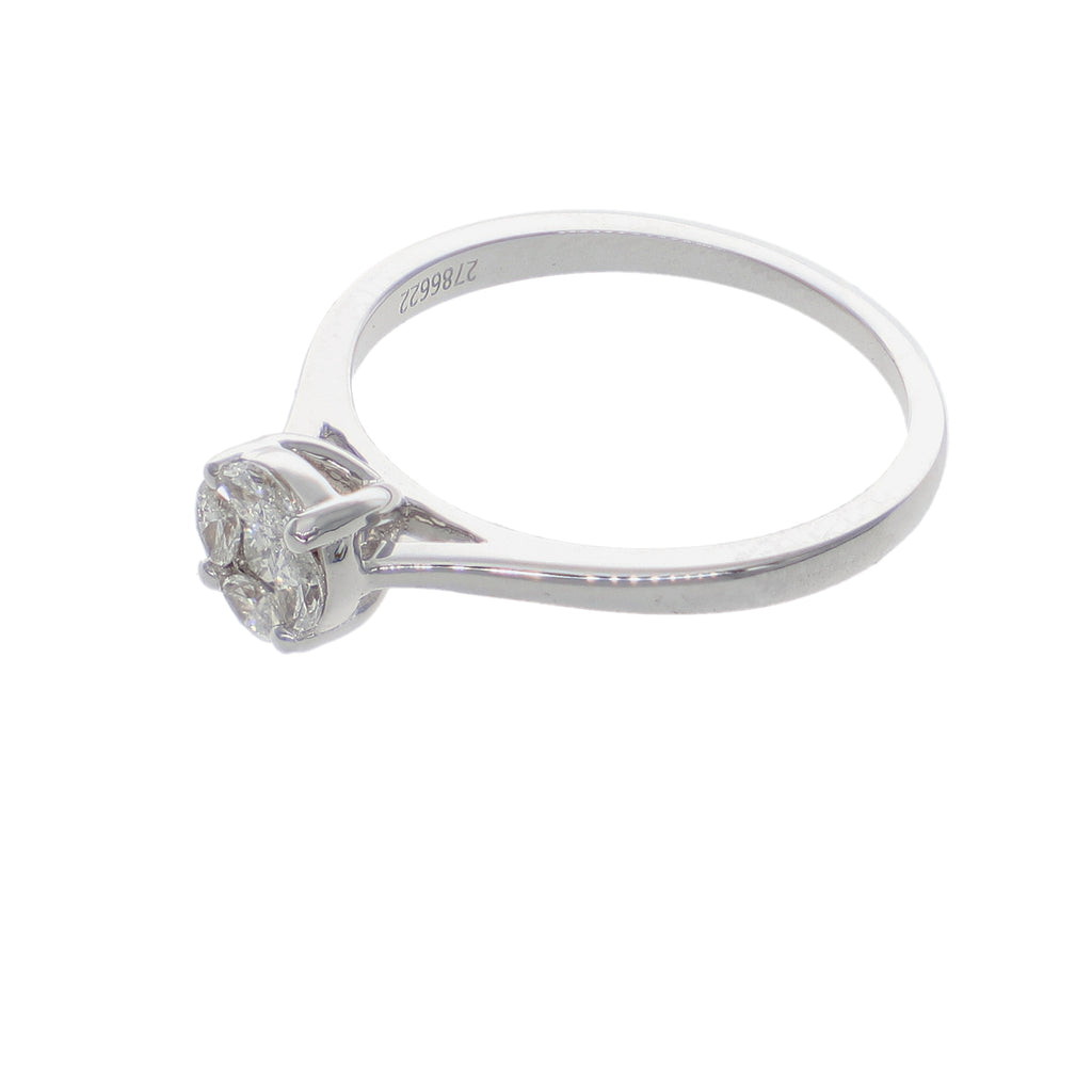 Anillo Halo Oro Blanco 18K con Diamantes 0,28 ct | AN-14537