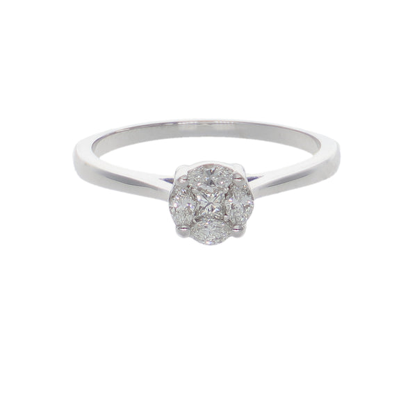 Anillo Halo Oro Blanco 18K con Diamantes 0,28 ct | AN-14537