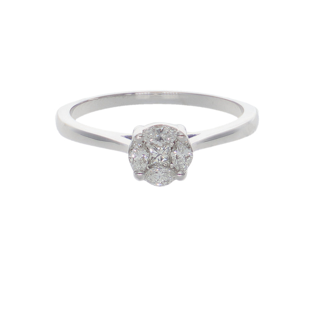 Anillo Halo Oro Blanco 18K con Diamantes 0,28 ct | AN-14537