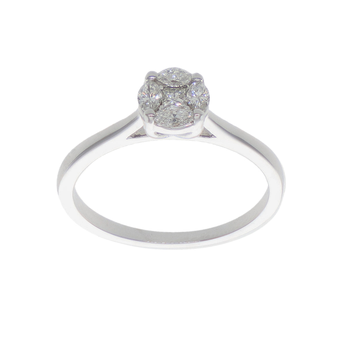 Anillo Halo Oro Blanco 18K con Diamantes 0,28 ct | AN-14537