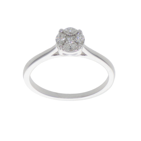 Anillo Halo Oro Blanco 18K con Diamantes 0,28 ct | AN-14537