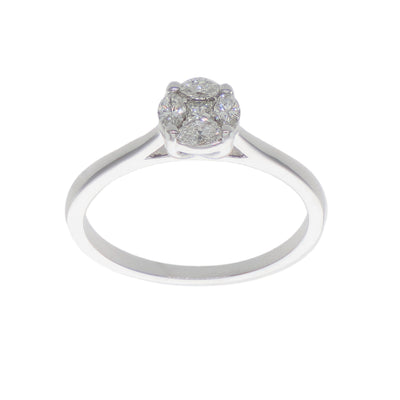 Anillo Halo Oro Blanco 18K con Diamantes 0,28 ct | AN-14537