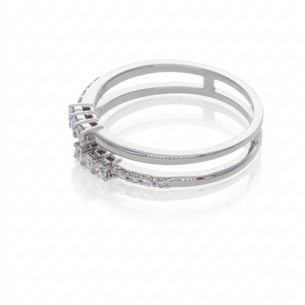 Anillo Doble Banda Oro Blanco 18K con Diamantes 0,26 ct | AN-14538