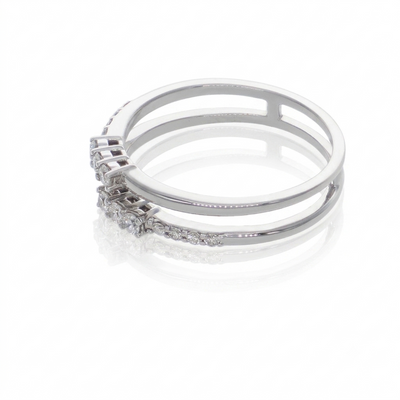Anillo Doble Banda Oro Blanco 18K con Diamantes 0,26 ct | AN-14538