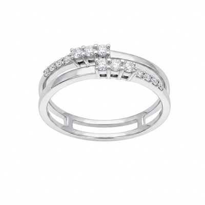 Anillo Doble Banda Oro Blanco 18K con Diamantes 0,26 ct | AN-14538