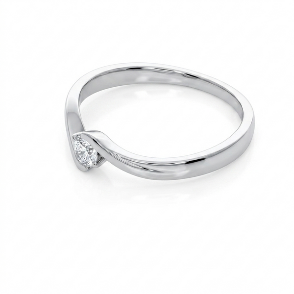 Anillo Solitario Oro Blanco 18K con Diamante 0,14 ct | AN-14540