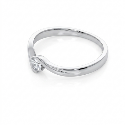 Anillo Solitario Oro Blanco 18K con Diamante 0,14 ct | AN-14540