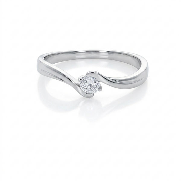 Anillo Solitario Oro Blanco 18K con Diamante 0,14 ct | AN-14540