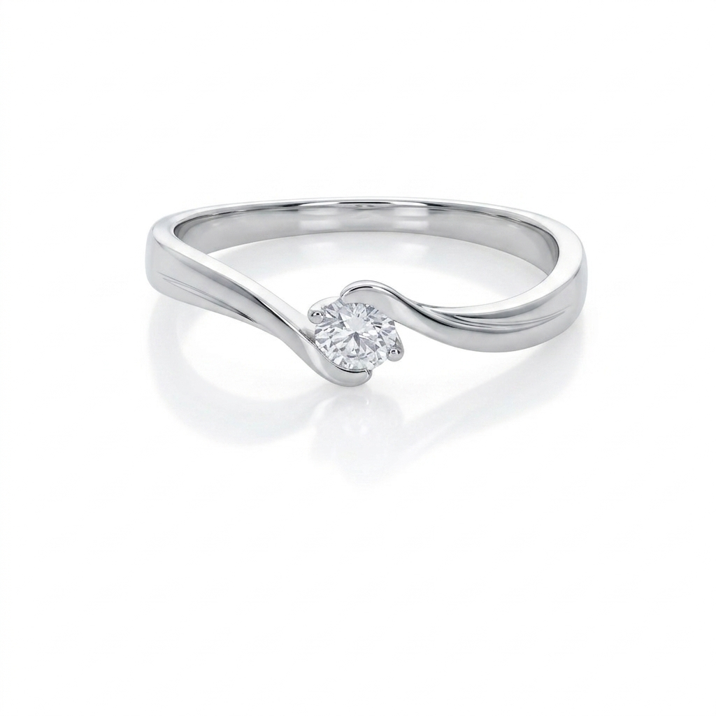 Anillo Solitario Oro Blanco 18K con Diamante 0,14 ct | AN-14540