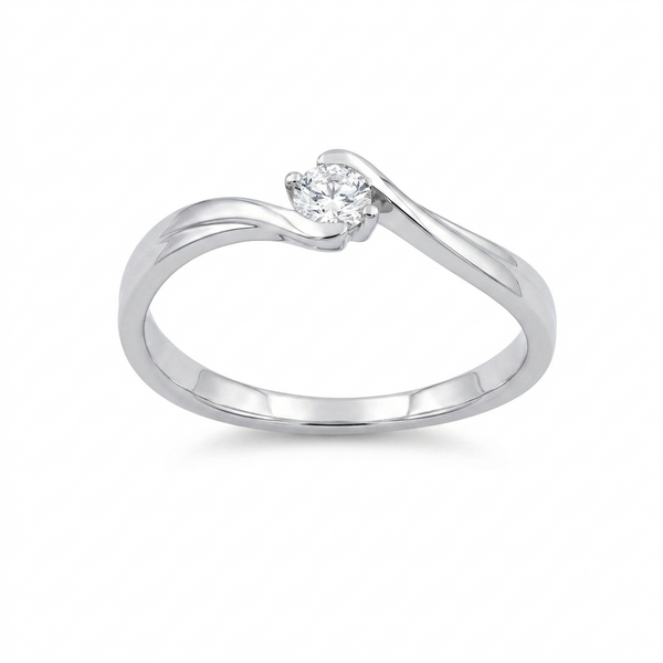 Anillo Solitario Oro Blanco 18K con Diamante 0,14 ct | AN-14540