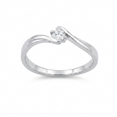 Anillo Solitario Oro Blanco 18K con Diamante 0,14 ct | AN-14540