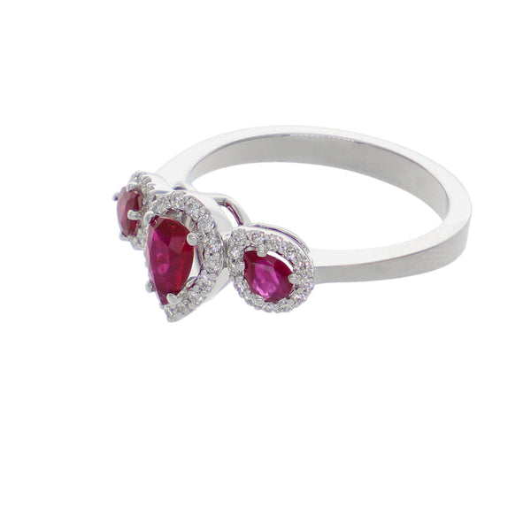 Anillo  Oro Blanco 18K con Rubíes y Diamantes 0,90 ct Tricillo | AN-14541