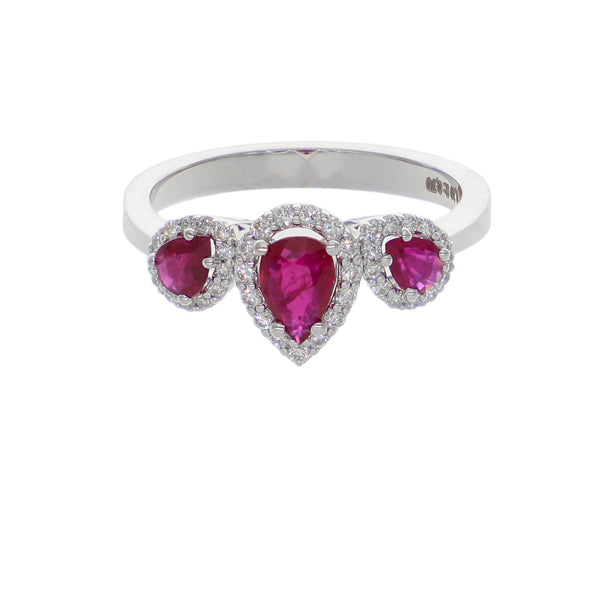 Anillo  Oro Blanco 18K con Rubíes y Diamantes 0,90 ct Tricillo | AN-14541