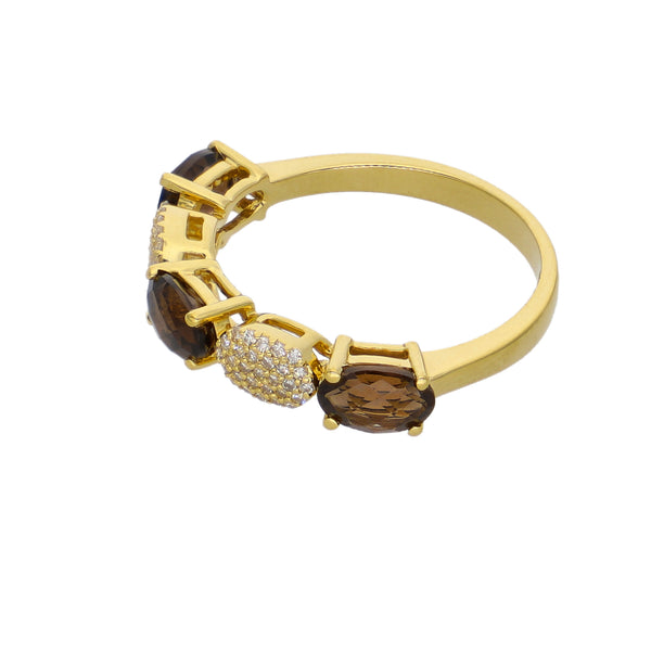 Anillo Oro Amarillo 18K con Cuarzo Fumé y Diamantes 1,41 ct | AN-14543