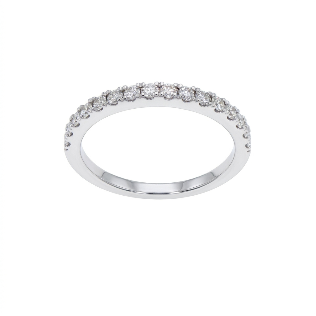 Anillo Oro Blanco y Brillantes Medio Cintillo AN-14551