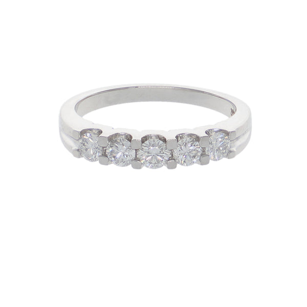 Anillo Oro Blanco y Brillantes Medio Cintillo AN-14553