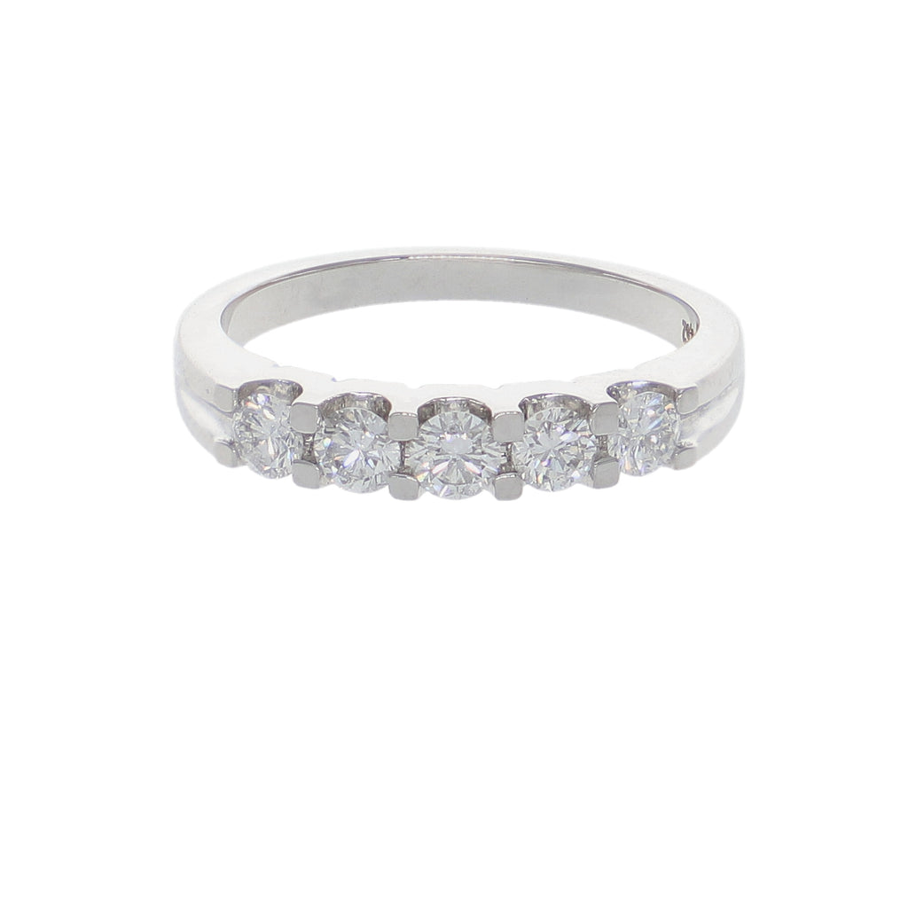 Anillo Oro Blanco y Brillantes Medio Cintillo AN-14553