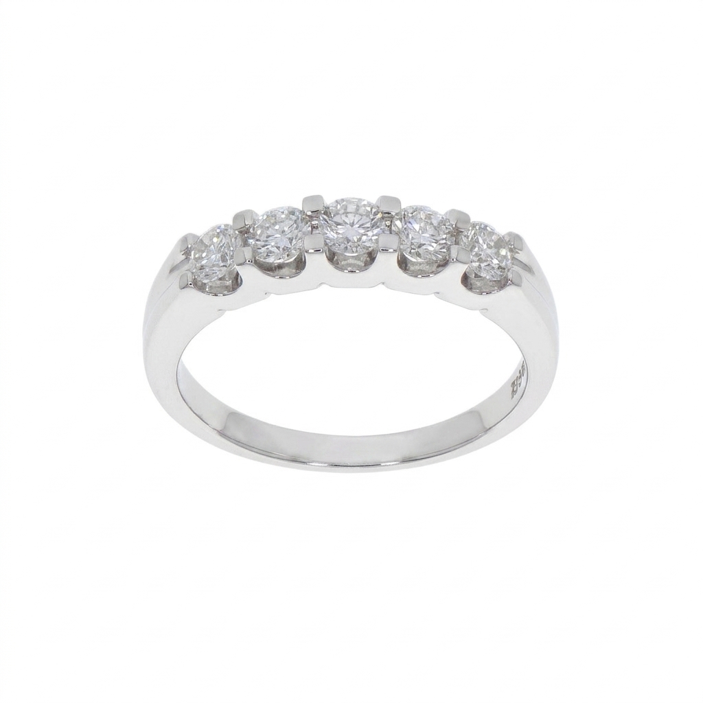 Anillo Oro Blanco y Brillantes Medio Cintillo AN-14553