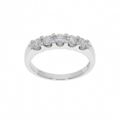 Anillo Oro Blanco y Brillantes Medio Cintillo AN-14553