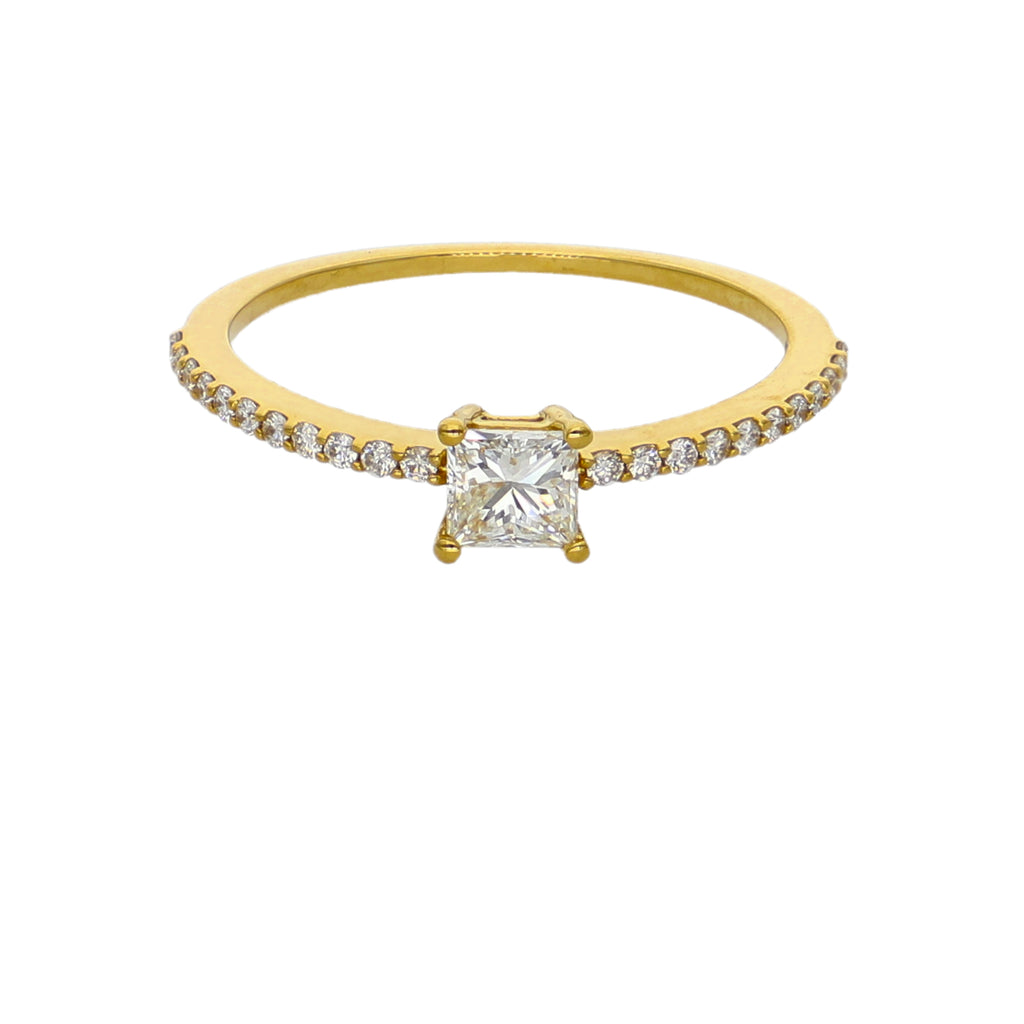 Anillo Oro Amarillo y Brillante Solitario  AN-14555