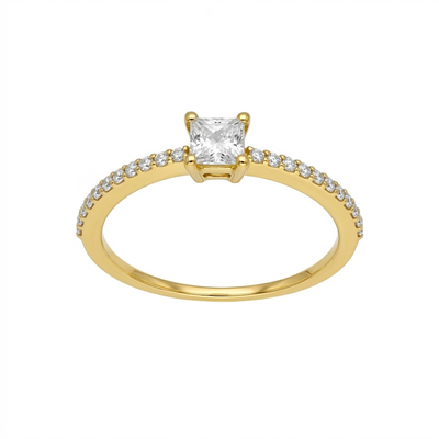 Anillo Oro Amarillo y Brillante Solitario  AN-14555