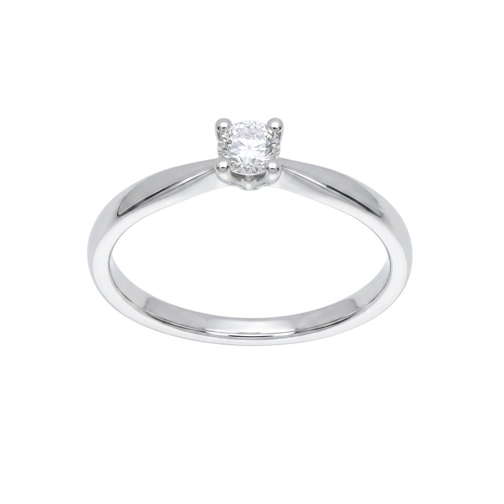 Anillo Oro Blanco y Brillante Solitario AN-14559