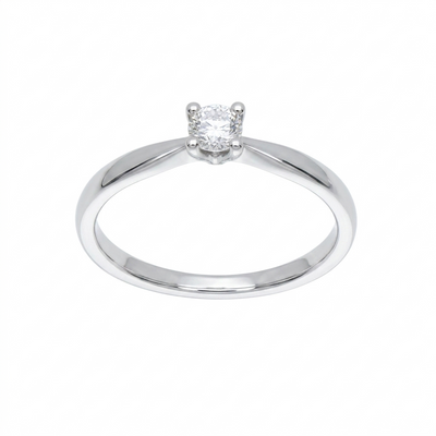Anillo Oro Blanco y Brillante Solitario AN-14559