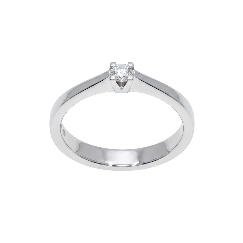 Anillo Oro Blanco y Brillante Solitario AN-14560
